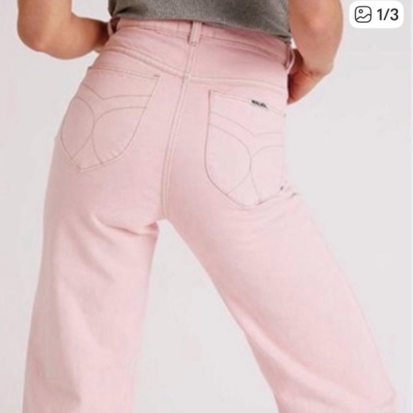 ROLLA'S Pink High Rise Wide Leg Jeans. Size 25. Like new- worn once. - Picture 2 of 7